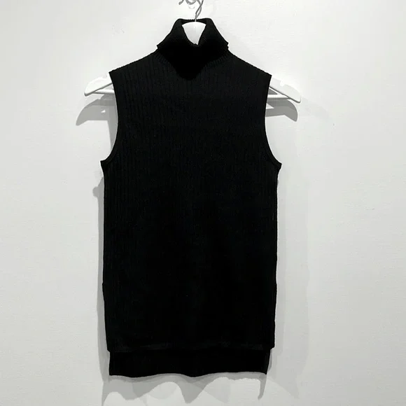 Uniqlo Black Sleeveless Turtle Neck Knit Top Size S - Picture 1 of 2